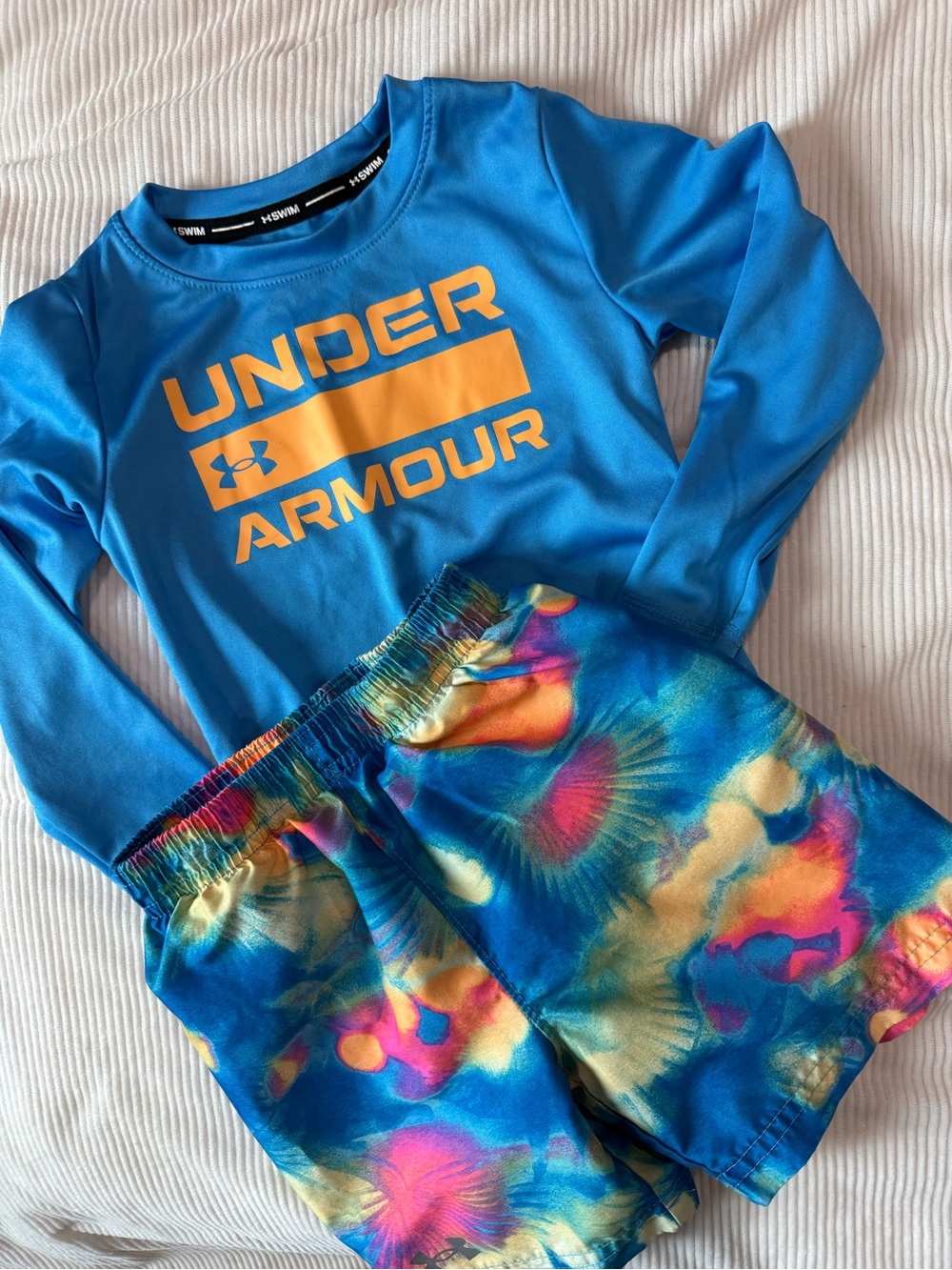 Under Armour Bright Blue Rash Guard & Tie-Dye Swim Shorts Set Toddler Boy